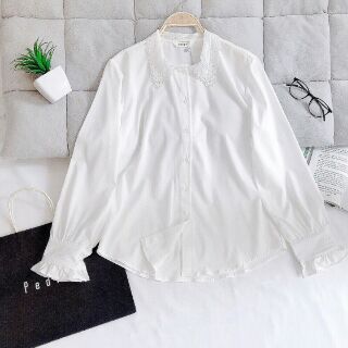 Áo Sơ mi lụa cổ ren tay dài bo công sở