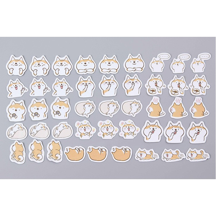 Hộp 45 miếng sticker mẫu cún shiba tai vàng
