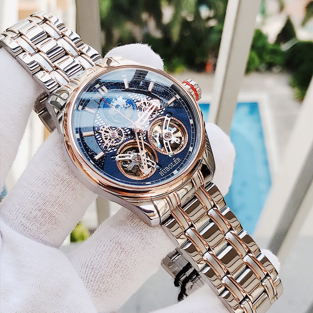 Đồng Hồ Nam Huboler Automatic Demi Xanh Rose Gold Chính Hãng 44mm