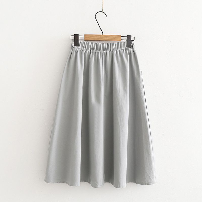 _ Chân váy đũi Hàn đính nơ phối cúc nhiều màu