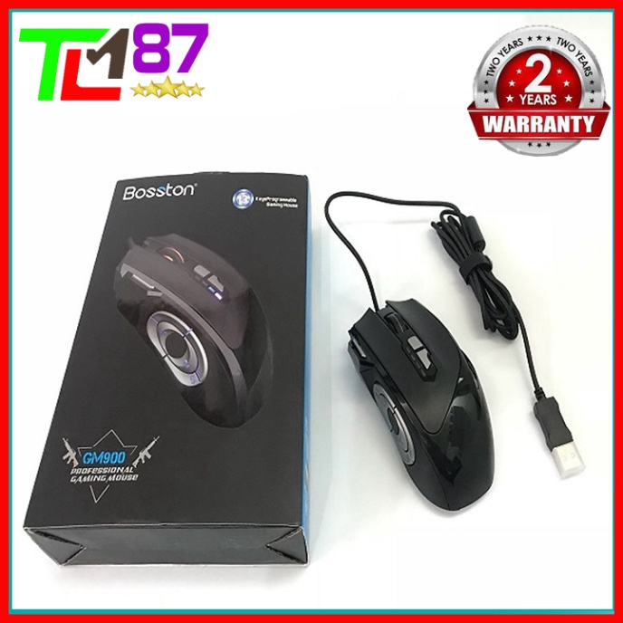 Chuột Máy Vi Tính Laptop Mouse Chơi Game BOSSTON GM900 Đèn LED 7 Màu - Chuột Gaming Có Dây Chuyên Game