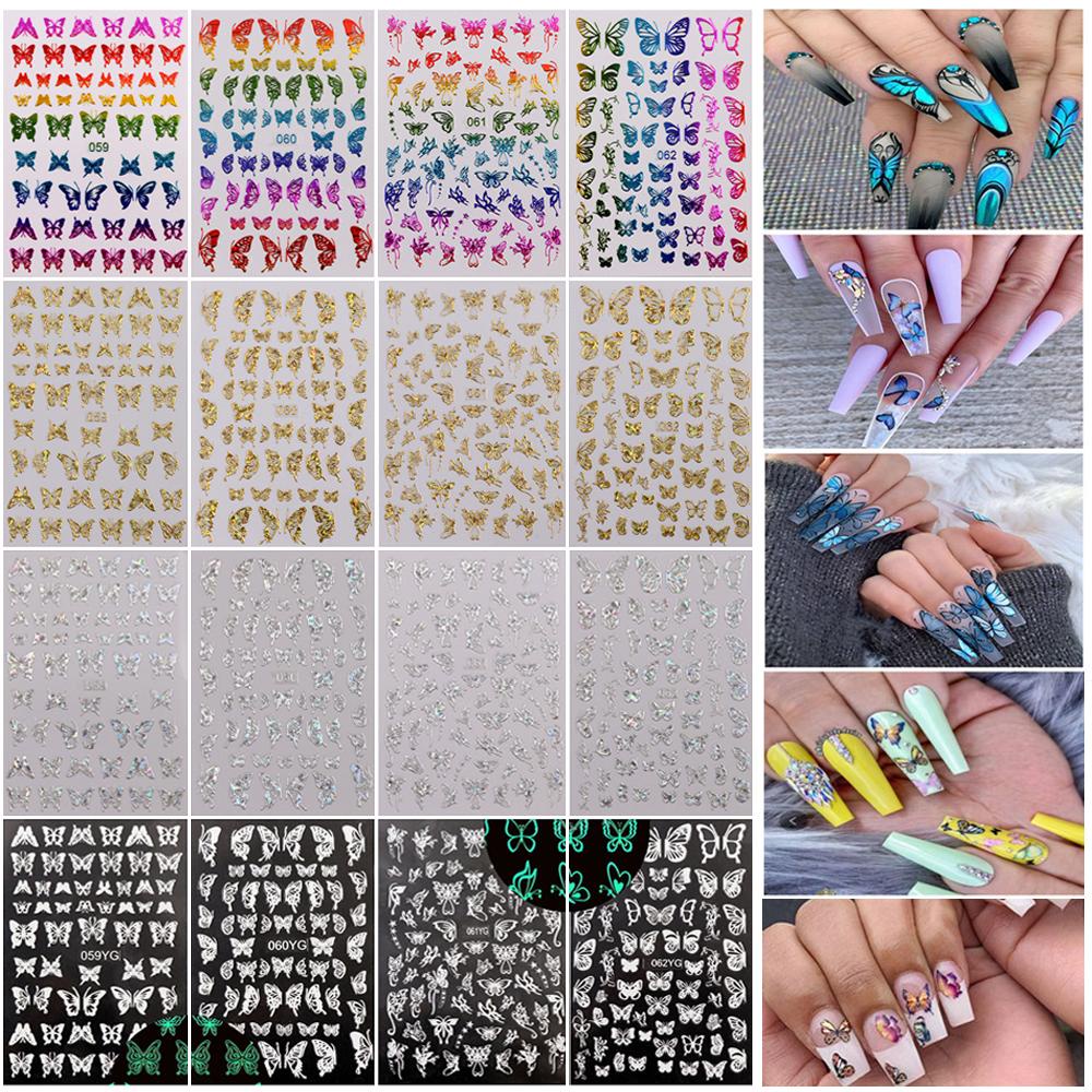 Miếng Dán Trang Trí Móng Tay Hình Bướm Màu Dạ Quang Dành Cho Nữ