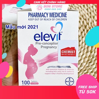 [TEM ĐỎ CHEMIST] Elevit Úc - Vitamin Tổng Hợp cho bà Bầu 100 viên (Date mới nhất) - Xuất xứ Úc