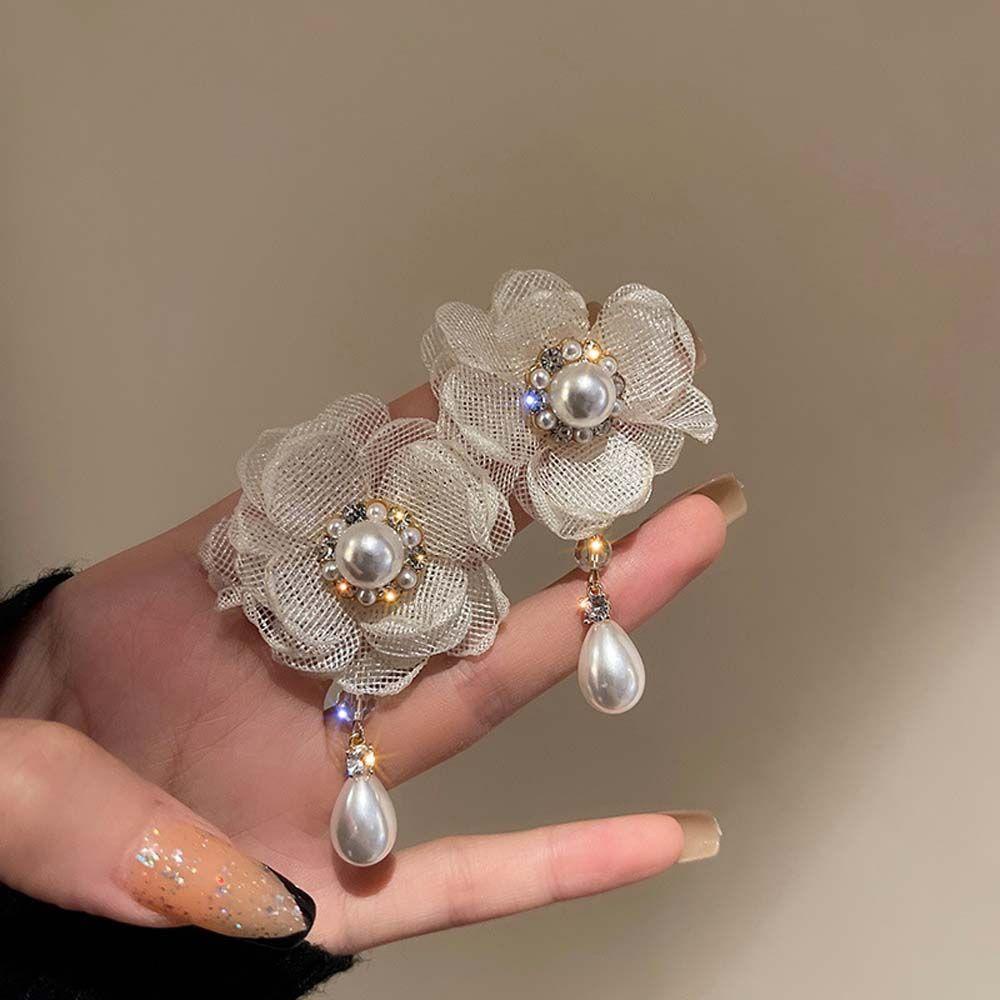 JARRED Bông Tai Tua Rua Dáng Dài Họa Tiết Hình Học Phối Ren Hoa Xinh Xắn Thời Trang Cho Nữ