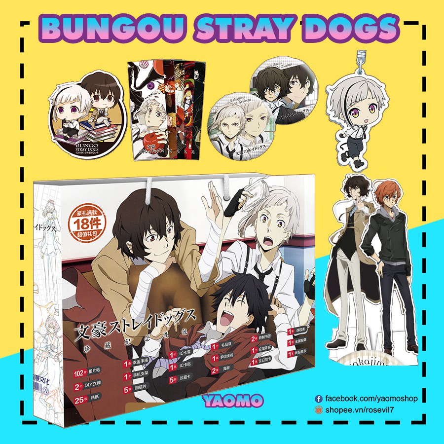 Gói quà Bungou Stray Dogs S18 Văn Hào Lưu Lạc (postcard, móc khóa, huy hiệu, poster, ...)