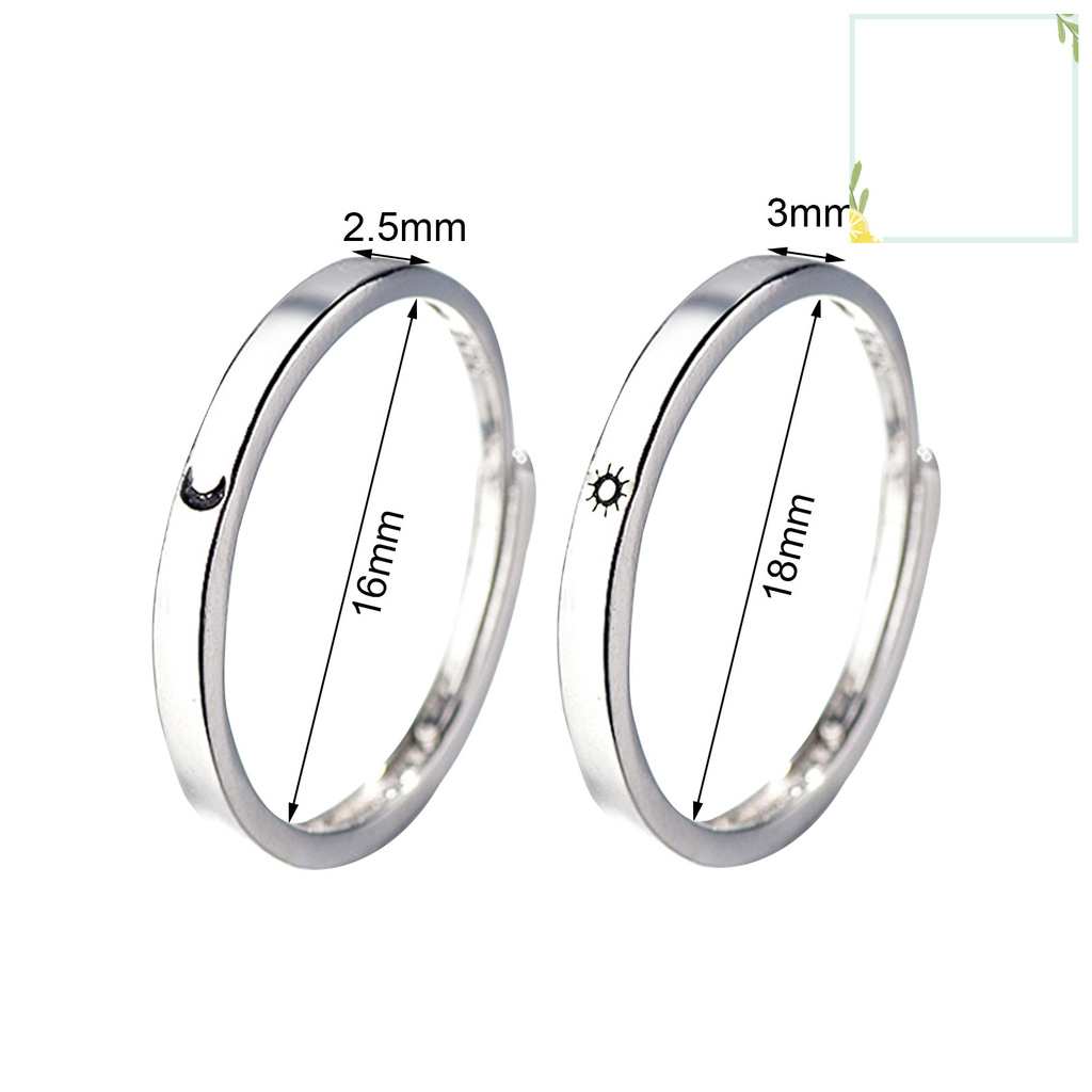 1 Cặp Nhẫn Đồng Dạng Mở Bắt Mắt Mặt Trời Mặt Trăng Chống Trầy Chỉnh Được Cho Cặp Đôi