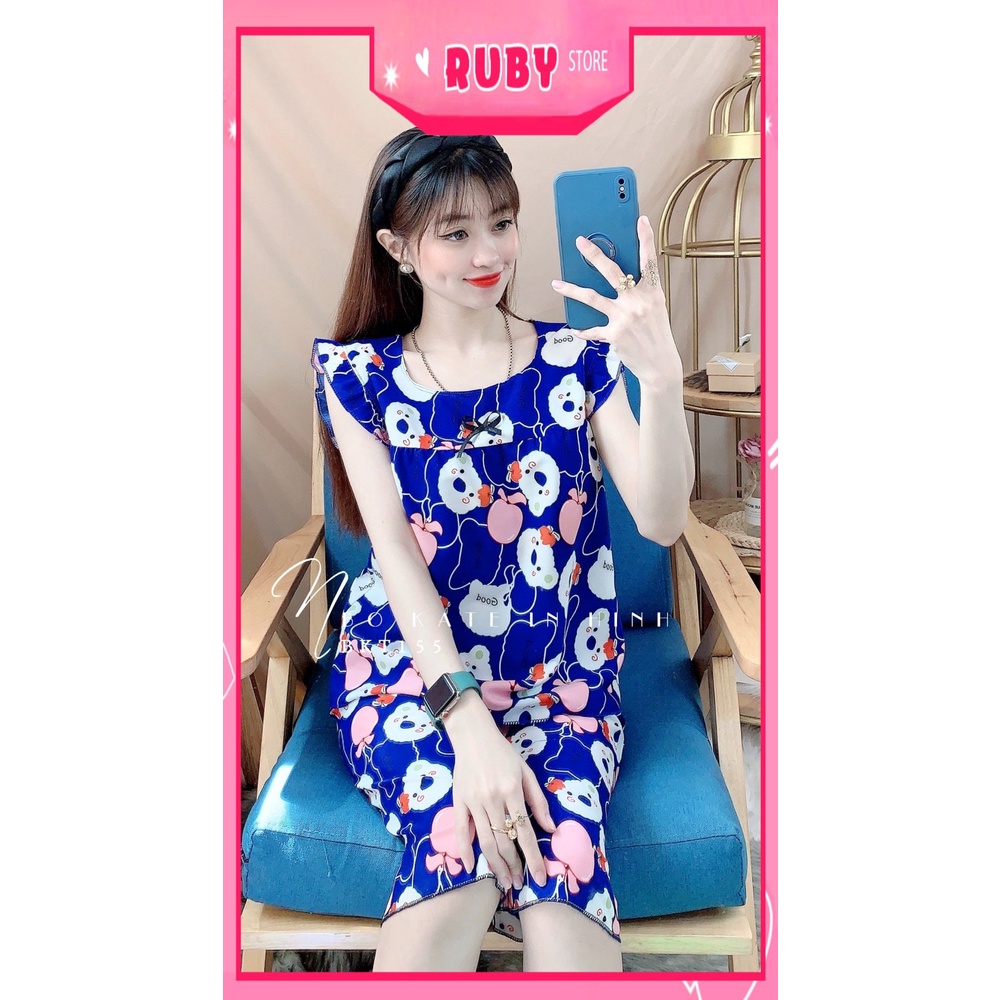Đồ bộ nữ mặc nhà chất kate mềm mát in hình gấu hojta hình dễ thương Bộ kate lửng BKT155