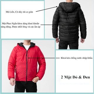 Áo Khoác phao nam nữ Unisex, Chất phao dày dặn, Mặc được 2 mặt, Nhẹ nhàng, ấm áp, chống nước ok vô tư dạo phố...