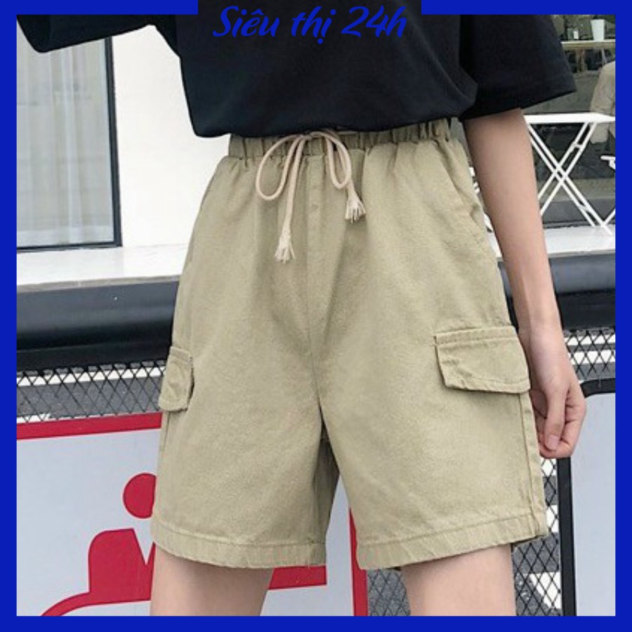 Quần đùi kaki có nắp túi, quần short nam nữ ống rộng thoải mái Siêu thị 24giờ QH.50 | BigBuy360 - bigbuy360.vn