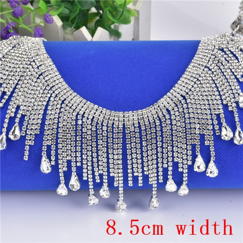 Chuỗi Hạt Thủy Tinh Tua Rua 45cm Đính Đá Pha Lê Dành Cho Trang Trí Váy Cưới