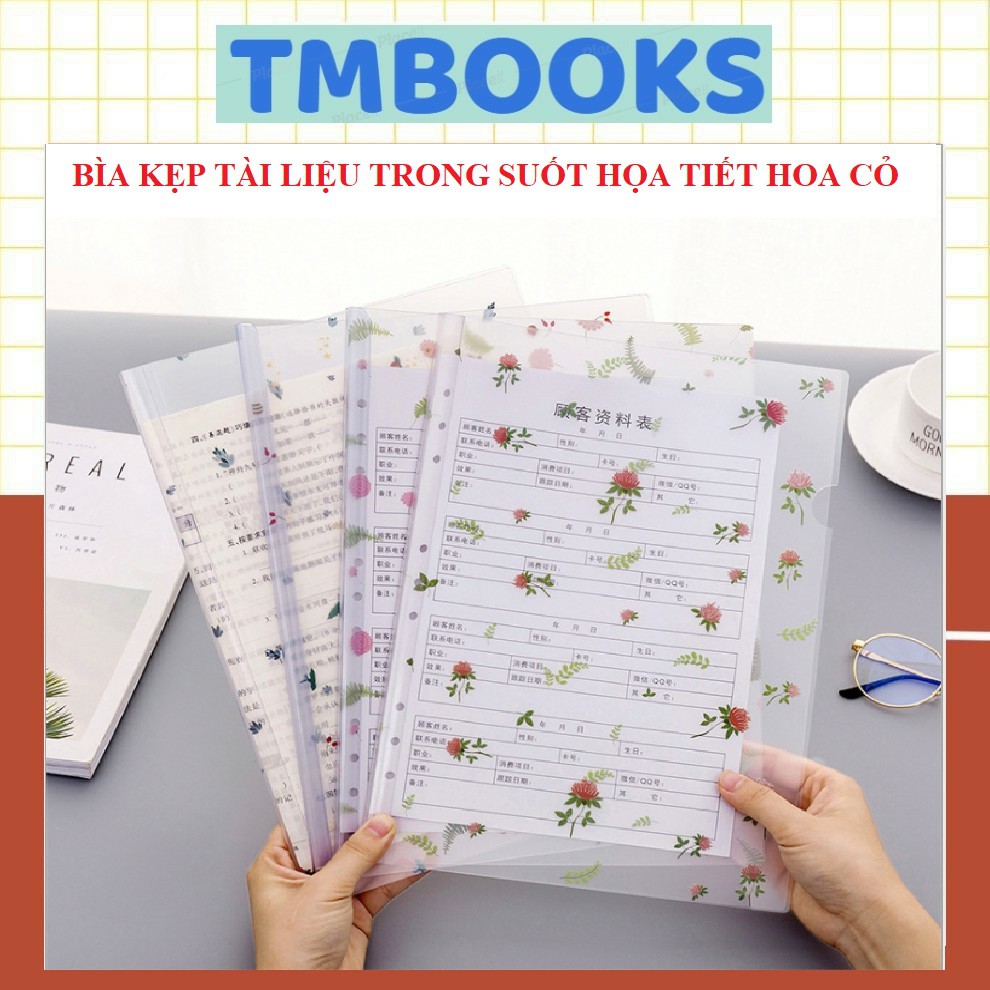 [Free Ship Đơn 50k ] Bìa Kẹp Tài Liệu Trong Suốt Họa Tiết Hoa Cỏ, Dễ Thương Tiện Dụng Cho Văn Phòng, Sinh Viên ,Học Sinh