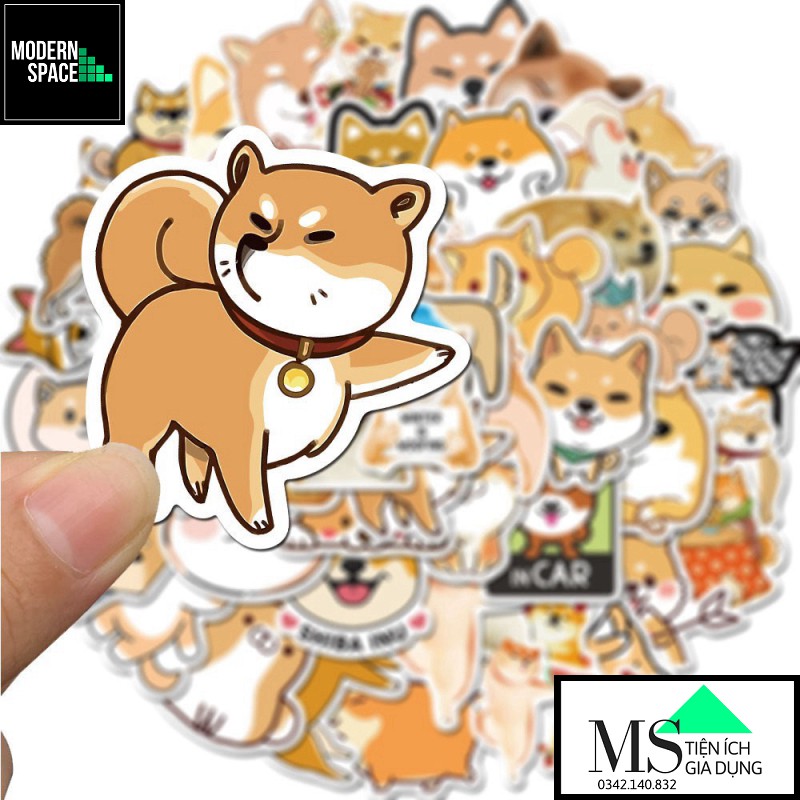 Sticker PVC Chó Shiba ST-113 - Cả bộ 100 Hình dán Chống nước Dán Mũ bảo hiểm Vali Laptop Điện thoại Dán xe