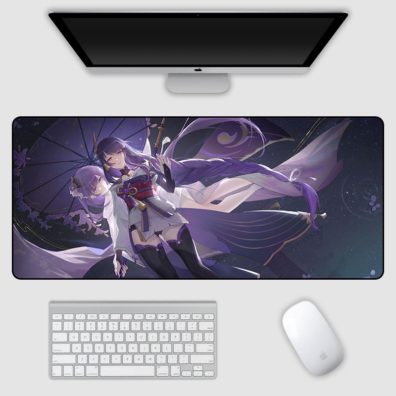 Raiden Shogun shadow Exclusive Thunder Inazuma Mouse Pad Hutao Fire New Genshin Impact Overlock Keyboard Pad Keqing Desk Pad Kazuha Game Zhongli God Ningguang Beautiful Yae Miko Cool Fox Personality Student Waterproof Non-slip Chest Draws Sword Liyue