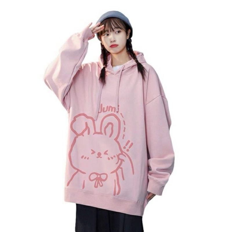 ÁO NỈ, ÁO HOODIE THỎ JUMI BA MÀU HỒNG ĐEN TRẮNG  CHẤT NỈ DÀY MỊN BEN TREND SHOP