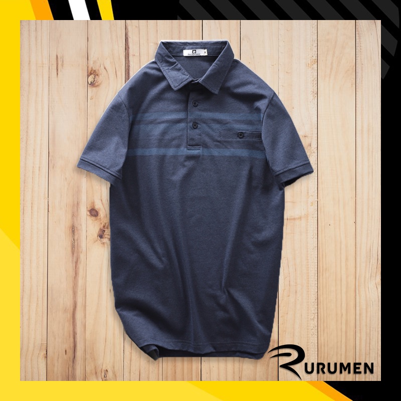Áo Thun Polo Nam Trung Niên Có Túi Big Size RURUMEN Áo Phông Cotton Kẻ Sọc Ngang Ngắn Tay VNXK - CS181