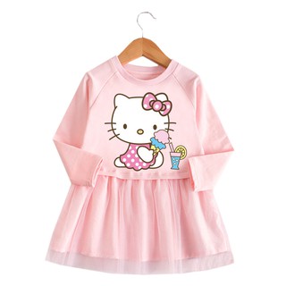 Đầm Cotton HìNh Hello Kitty Cho Bé GáI