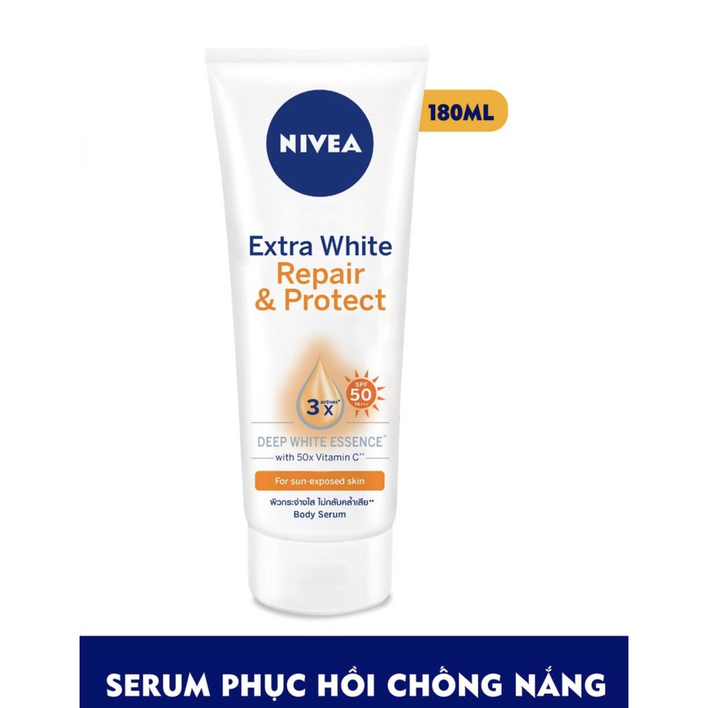 Tinh chất dưỡng thể dưỡng trắng Nivea Ban ngày giúp phục hồi và chống năng SPF 50 (180ml)