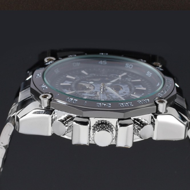 Đồng hồ nam Winner TM427 cơ lộ máy dây thép không gỉ