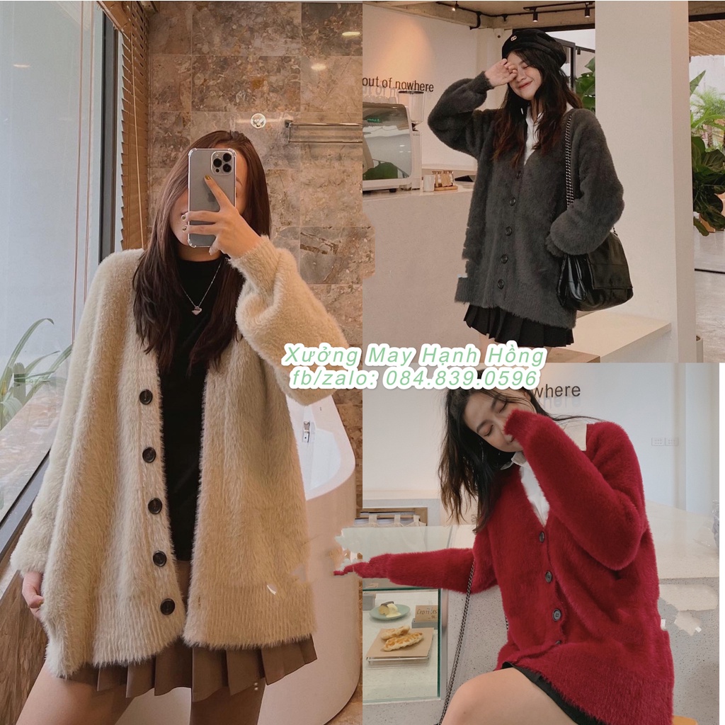 Áo cardigan len lông thỏ dầy dặn, áo khoác cardigan kèm ảnh thật hàng Quảng Châu - Xưởng May Hạnh Hồng | BigBuy360 - bigbuy360.vn