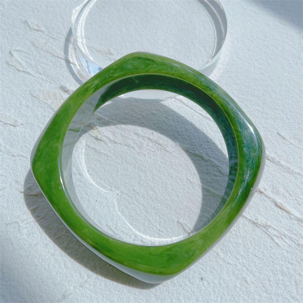 Vòng Tay Acrylic Bản Rộng Họa Tiết Hình Học Nhiều Màu Phong Cách Retro Cho Nữ