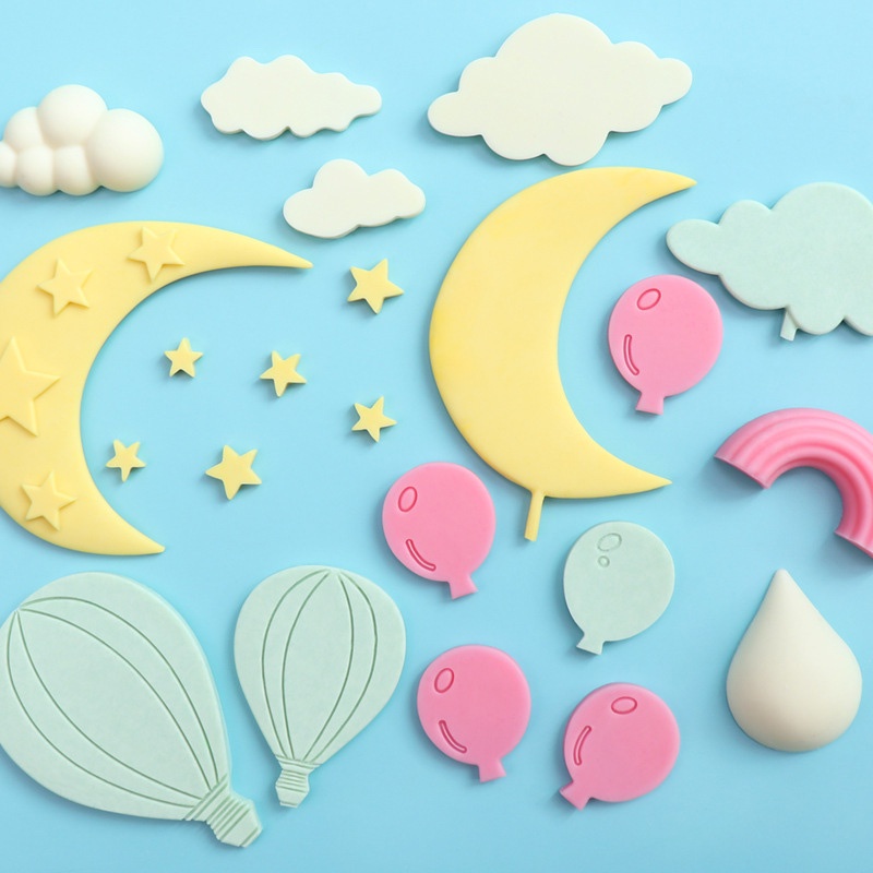 Khuôn Silicone Tạo Hình Làm Bánh Kẹo Hình Ngôi Sao / Đám Mây / Cầu Vồng / Ngôi Sao / Đám Mây 3D