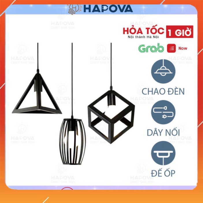 Đèn thả trần trang trí lập phương tam giác hình trụ HAPOVA DT 0072/1 + Tặng kèm bóng led AS Vàng