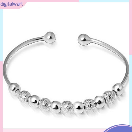 Vòng tay mạ bạc dạng hở thiết kế xỏ 9 hạt châu lấp lánh sang trọng dành cho nữ