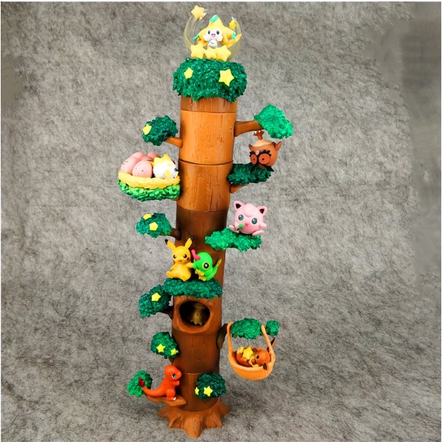 Mô Hình 8 Gốc Cây Rừng Trang Trí Các Nhân Vật Pokemon, Pikachu, Mô Hình Đồ Chơi, Làm Quà Tặng Cho Các Bé, Full Box