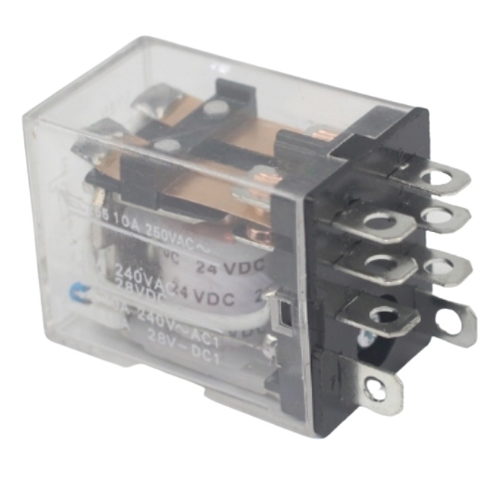 Relay trung gian LY2N-J rơ le kiếng 8 chân dẹp lớn điện áp 12VDC, 24VDC, 220VAC kết hợp với chân đế PTF08A