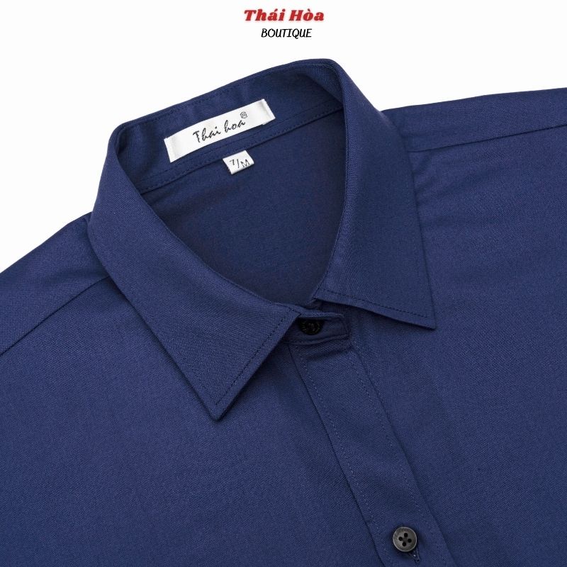 Áo sơ mi nữ cao cấp công sở kiểu dài tay vải sợi tre màu xanh than Thái Hoà 8919-09-01