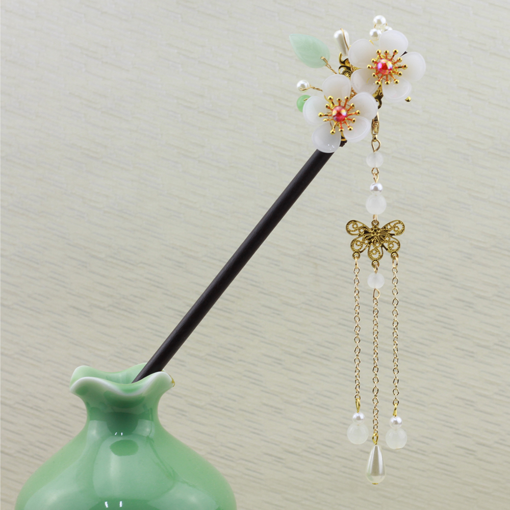 Trâm Cài Tóc Hình Bông Hoa Phối Tua Rua Cổ Điển Thời Trang