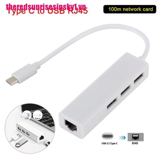 (3C) Giắc Chuyển Đổi Từ Type C Sang Usb Rj45 Ethernet Lan