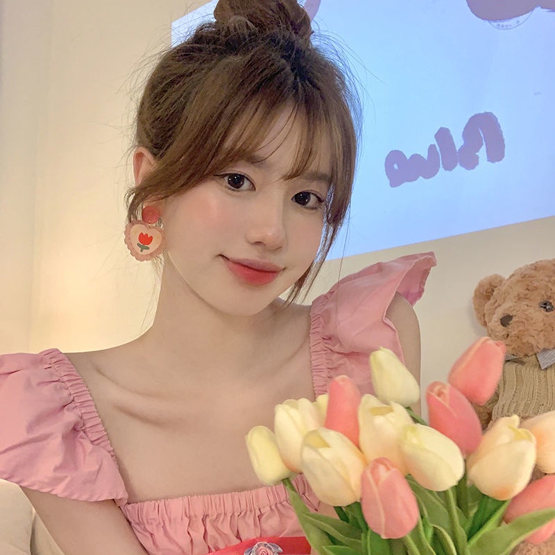 Khuyên Tai Hình Trái Tim Và Quả Dâu Thời Trang Mùa Hè Phong Cách Mới 2022 Dành Cho Nữ