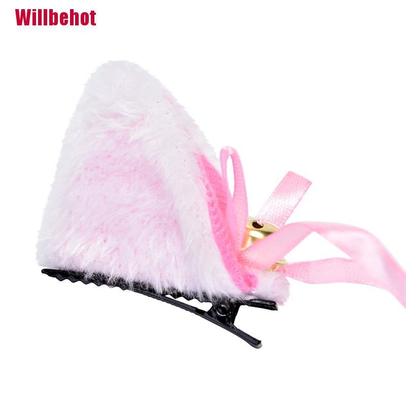 [Hàng mới về] Kẹp tóc hình tai mèo cáo phối lông dài gắn chuông đáng yêu cho tiệc hóa trang