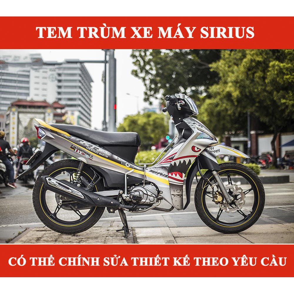 Tem trùm Sirius cá mập xám shark Fi, độ team decal xe máy si spark rẻ đẹp