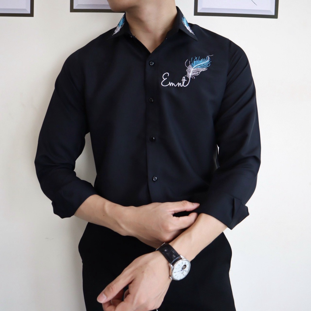 (Free Ship) Sơ Mi Nam Cánh Lông Vũ Hai màu trắng Đen Lịch Lãm HOt trend HK HHp Fashion