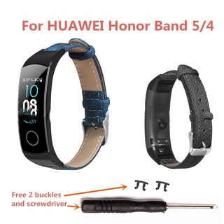 Dây đeo thay thế bằng da denim cổ điển cho đồng hồ Honor Band 4/5