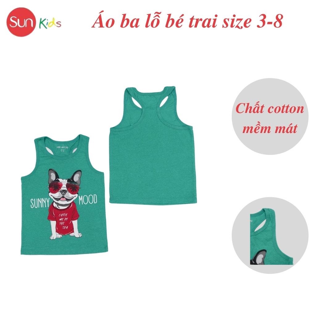 Áo thun bé trai, áo ba lỗ bé trai chất cotton, nhiều màu, Size 3/4 - 7/8 tuổi - SUNKIDS1