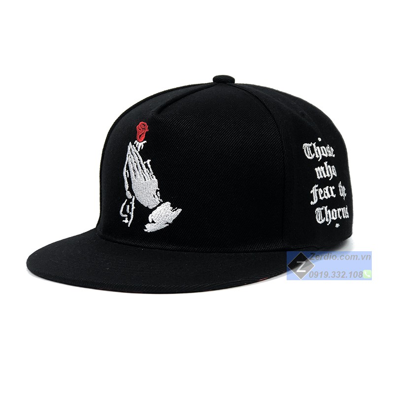 Nón nam nữ hiphop snapback đen thêu họa tiết nổi phong cách cá tính