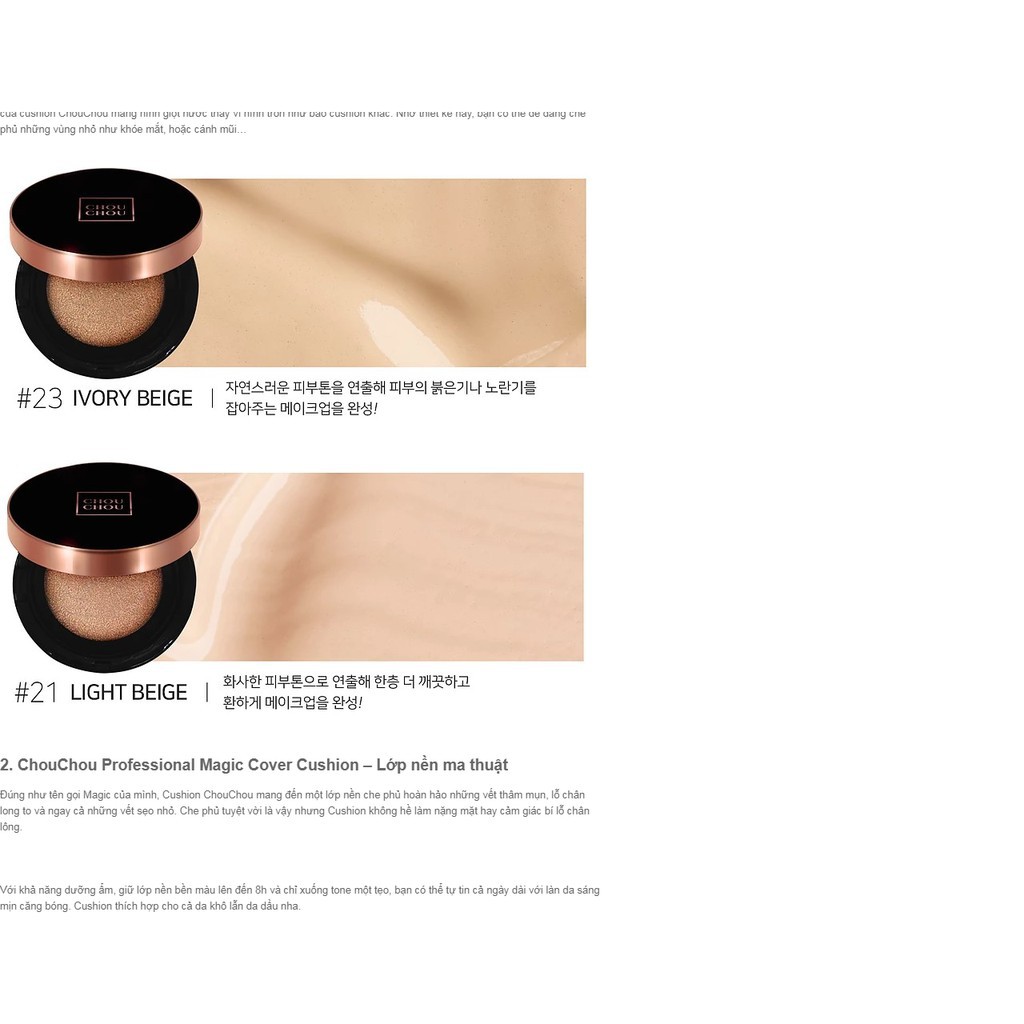 Phấn Nước Chouchou Professional Magic Cover Cushion Che Phủ Cao 15G | BigBuy360 - bigbuy360.vn