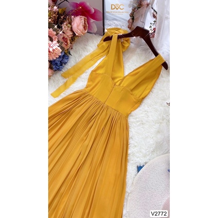 V2772 váy maxi màu vàng