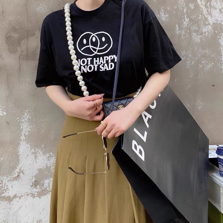 Áo thun unisex not happy not sad basic tee phom rộng tay lỡ dành cho nam nữ shophienmai B06
