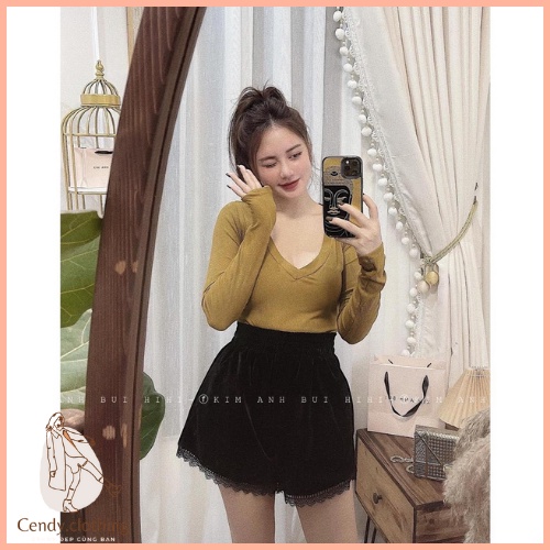 [Hàng Cao Cấp Loại 1] Áo Tăm Dài Tay Cổ V Cendy Clothing - CD091