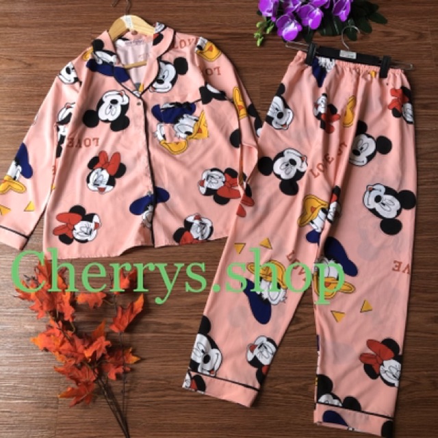 Đồ bộ pijama lụa tay dài quần dài dưới 60 kg mẩu mới | BigBuy360 - bigbuy360.vn
