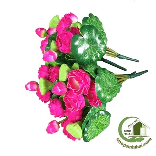 Bụi hoa sen nhỏ cao 35cm - hoa sen giả cao cấp