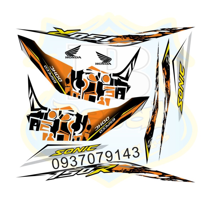 ( Quí khách vui lòng mang ra tiệm cho thợ dán ) Tem sonic mẫu zin trắng cam