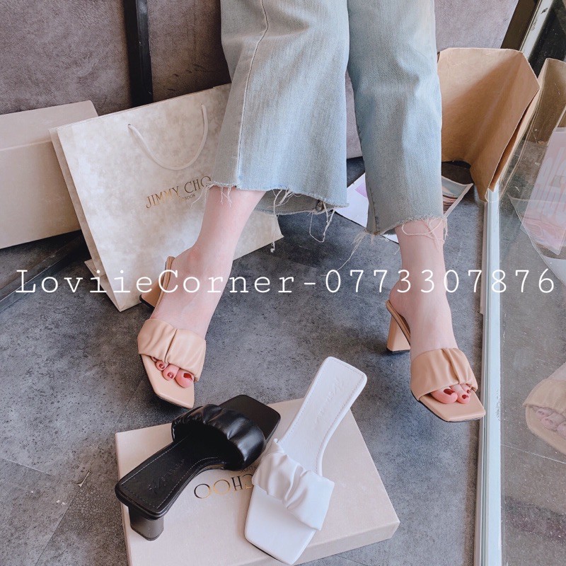 LOVIIECORNER - GUỐC NỮ DÉP CAO GÓT 7CM - GUỐC QUAI NGANG ĐẾ VUÔNG 7 PHÂN - DÉP GUỐC CAO GÓT 7CM QUAI NGANG NHÚN D201111