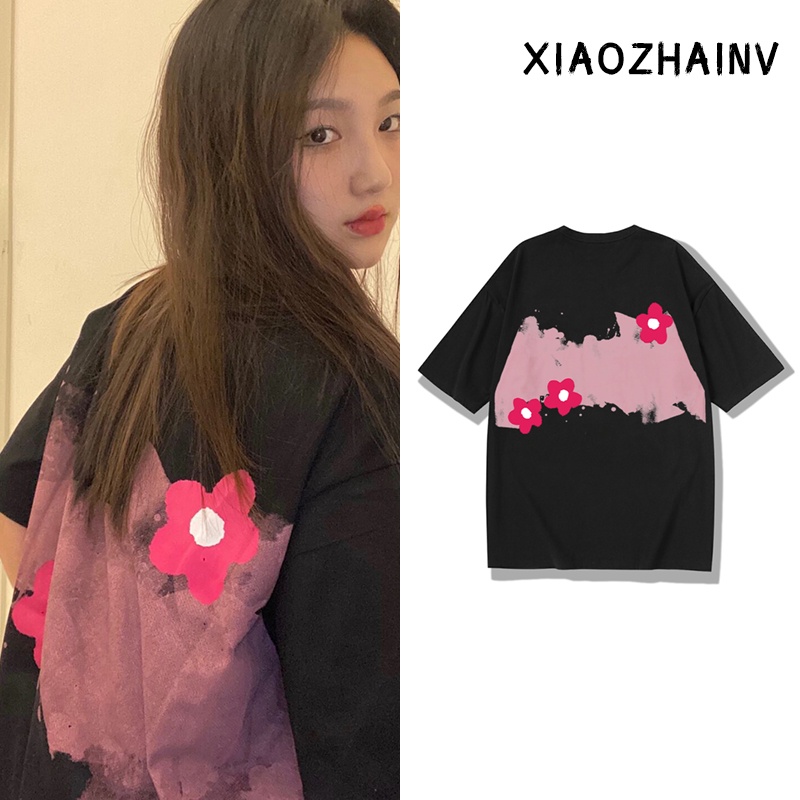 Xiaozhainv Áo thun tay ngắn cổ tròn in họa tiết thời trang cho nữ | BigBuy360 - bigbuy360.vn