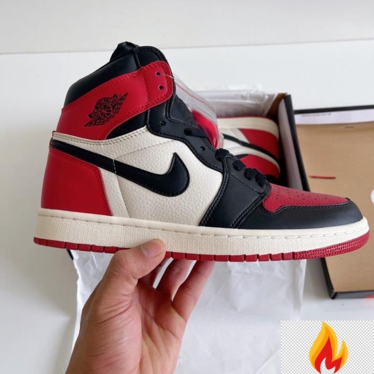 Giày Jordan Cổ Cao | Giày Sneaker Jordan 1 Retro High Bred Toe Bản chuẩn đẹp -O*dc