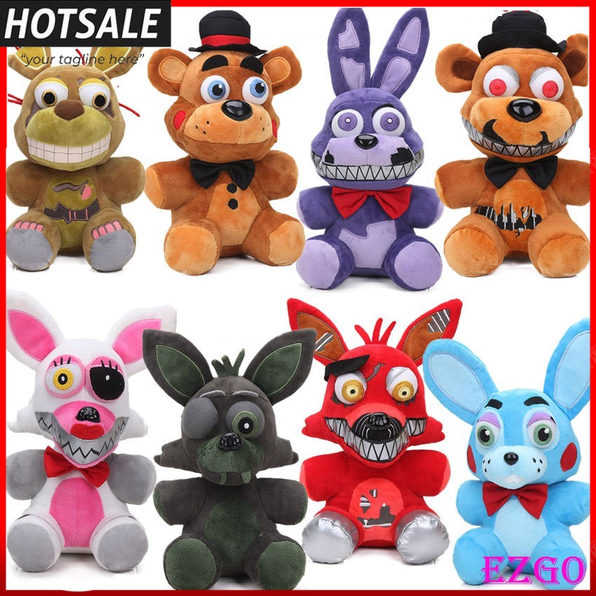 EZGO!!❥(^_-)【Mới】 25cm Midnight Harem Búp bê sang trọng Cơn ác mộng Freddy Bear Foxy Bonnie Đồ chơi sang trọng Năm đêm tại Freddy's Toy Búp bê động vật nhồi bông mềm @ready stock